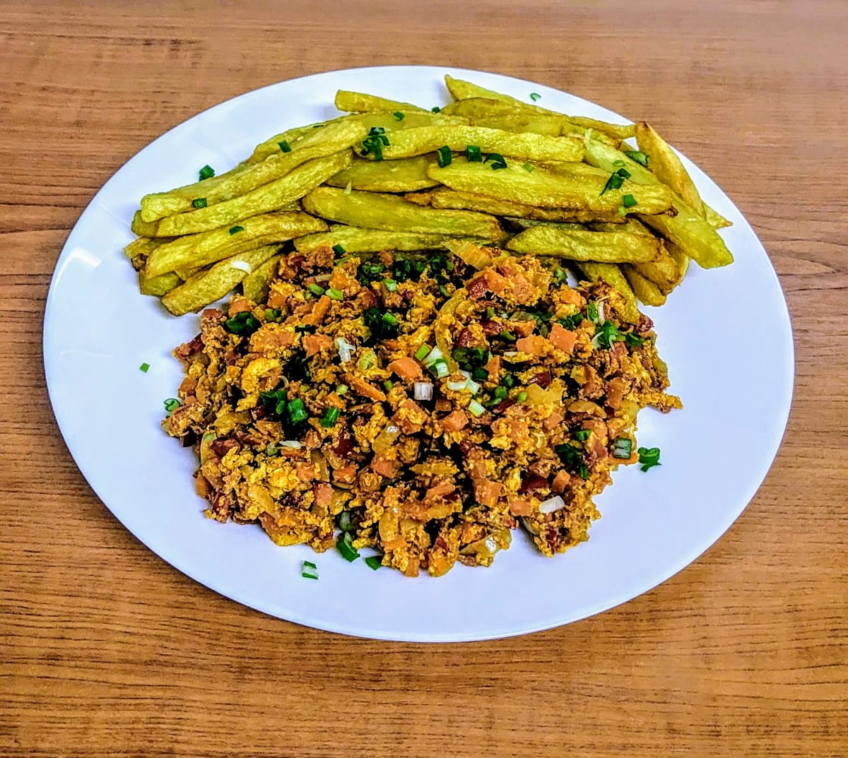 Potato Fries and Veggie Scramble